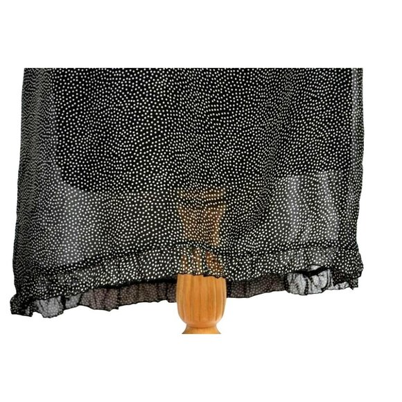 Mary McFadden Collection Mini Dot Ruffled Black & White Slip Dress BoHo Sz 14 - Picture 5 of 7